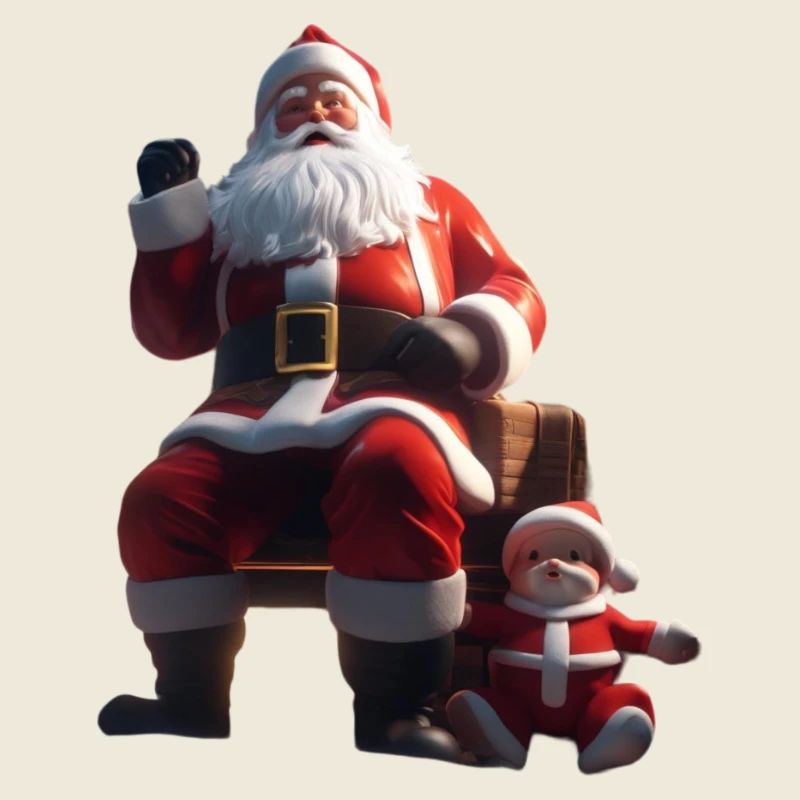 Père Noël sur le banc avec le bébé elfe
