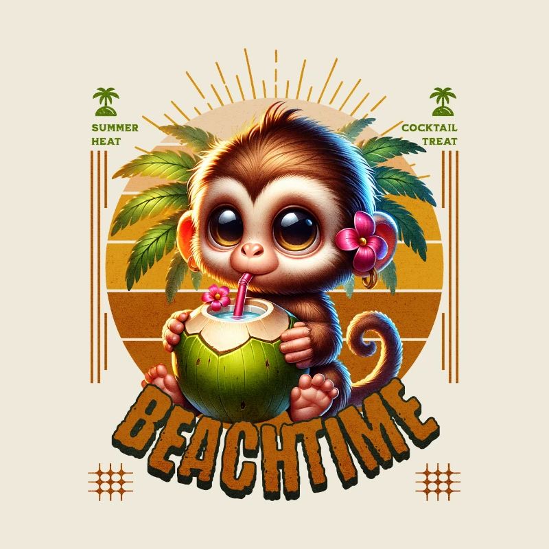 Singe avec cocktail Beachtime