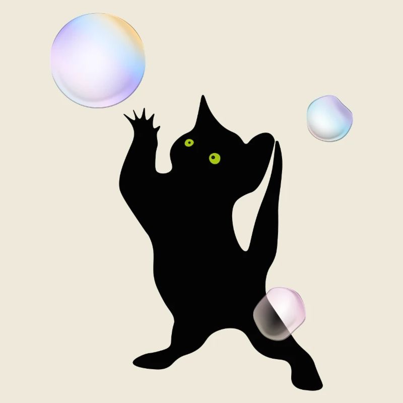 Cat discovering bubbles