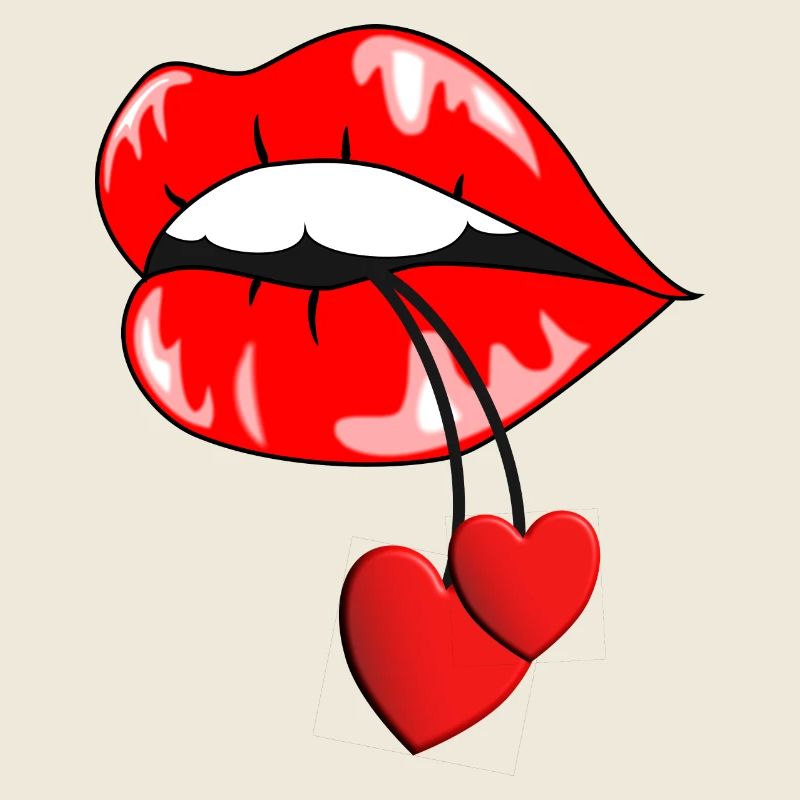Embrasser la bouche avec des cœurs