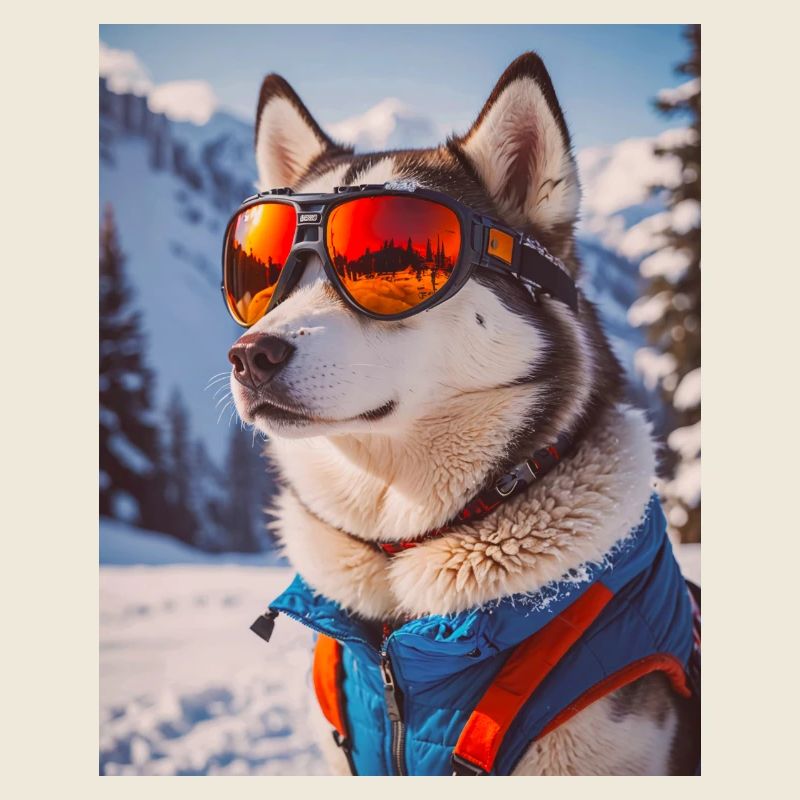 chiens super mignons Husky en robe de ski