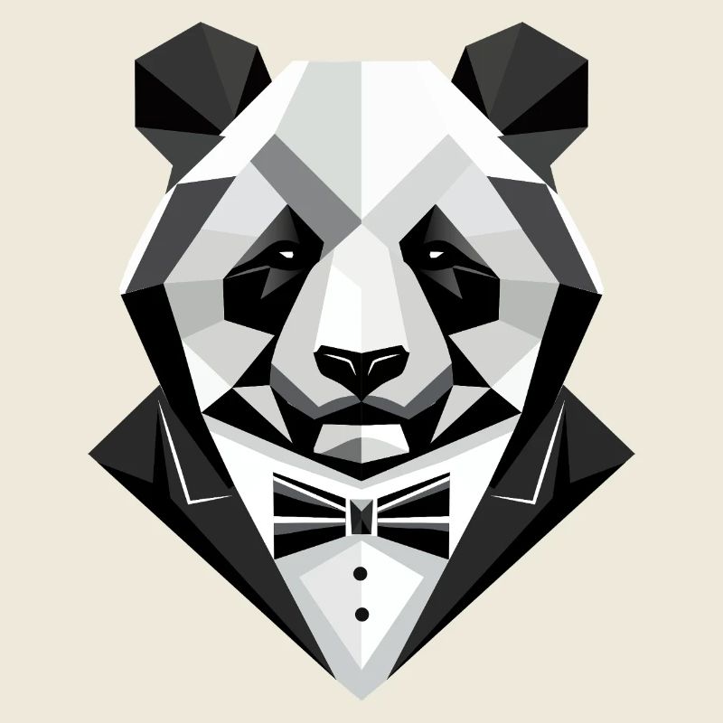 Sophistication géométrique – Le panda en smoking