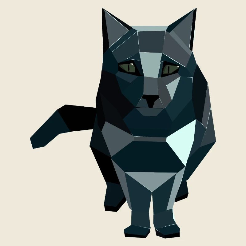 Chat géométrique de style obsidienne