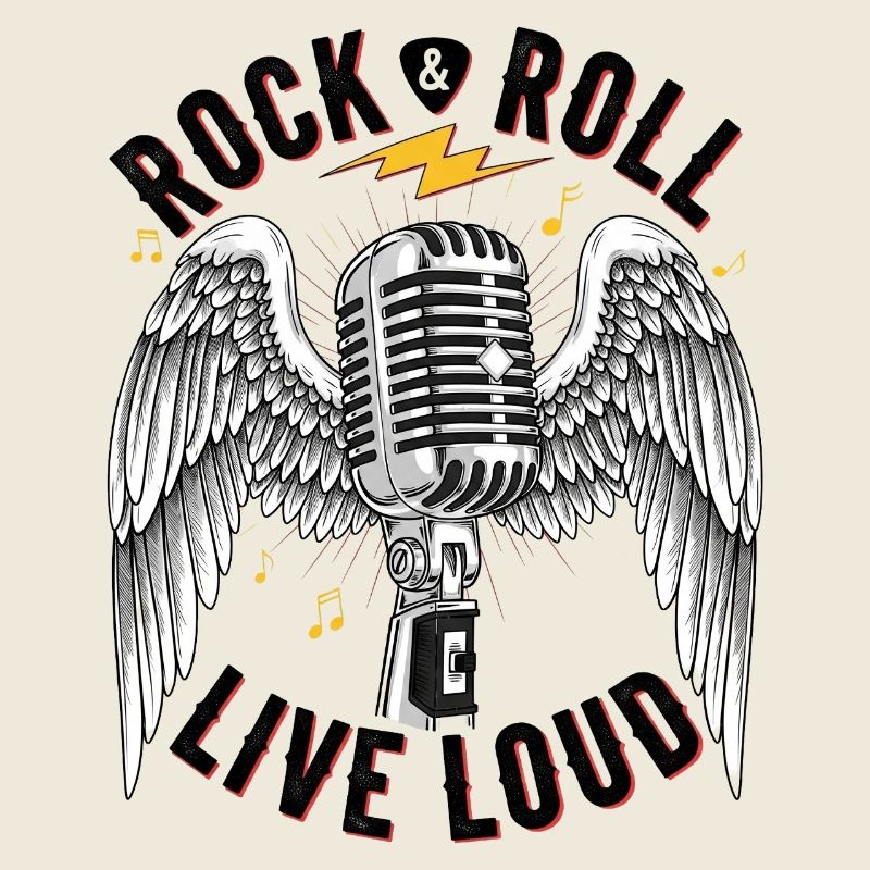 Ange du rock and roll avec microphone