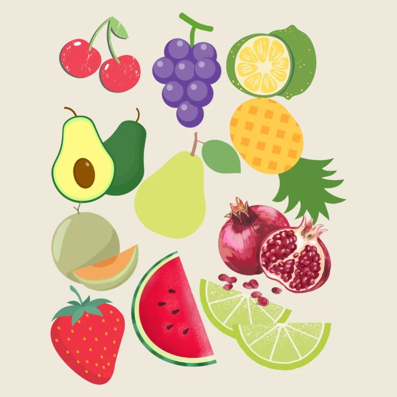 Fruits rétro vintage mignon design coloré