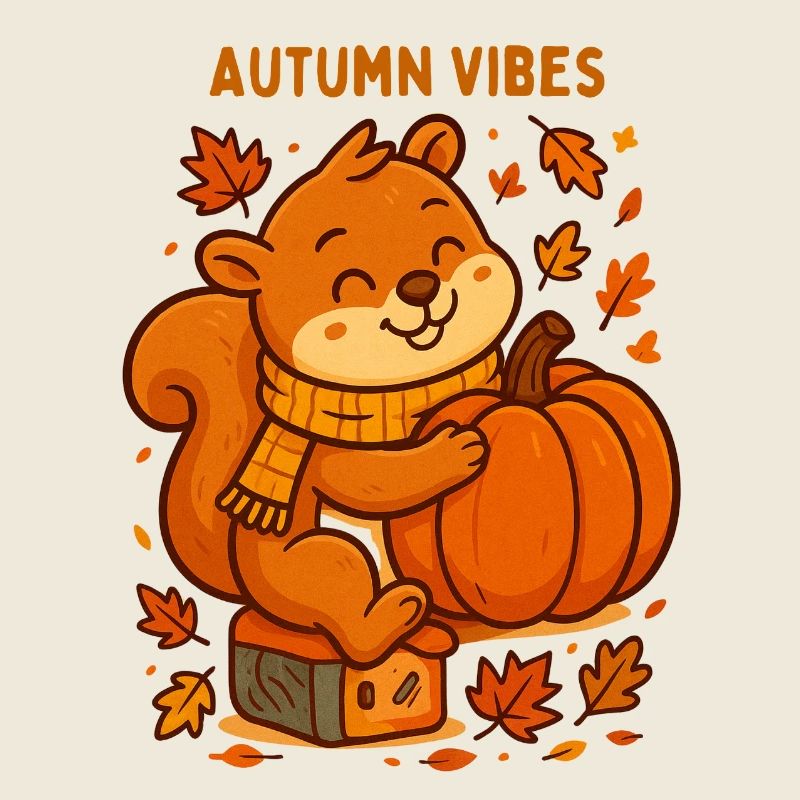 Écureuil d’automne avec citrouille automne automne