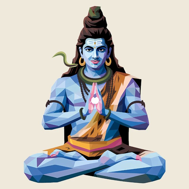 Shiva - Cool Low Poly Indian Mythology Logo