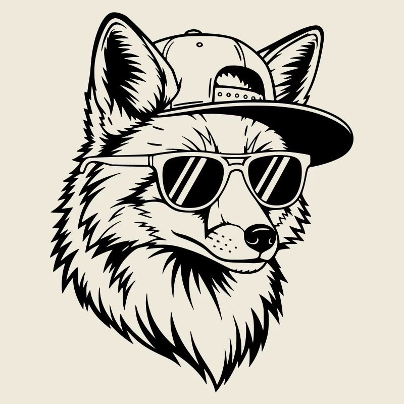 Cooler Fuchs mit Cap und Sonnenbrille