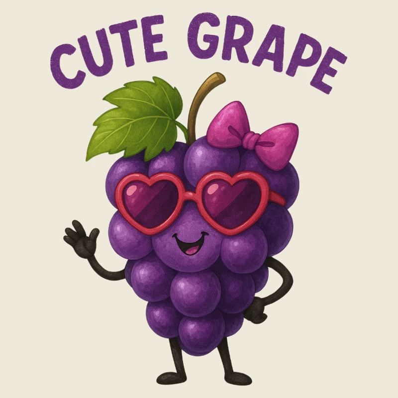 Cuddly grape with heart glasses