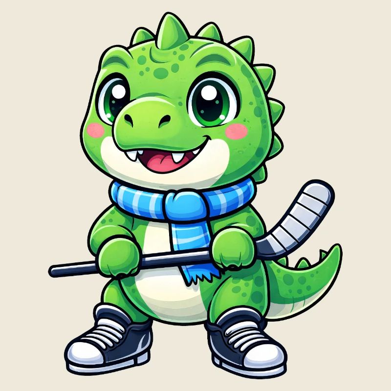Süßer T-Rex Eishockeyspieler Dinosaurier Cartoon