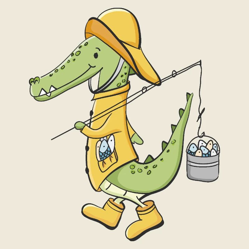Crocodile angler in yellow coat