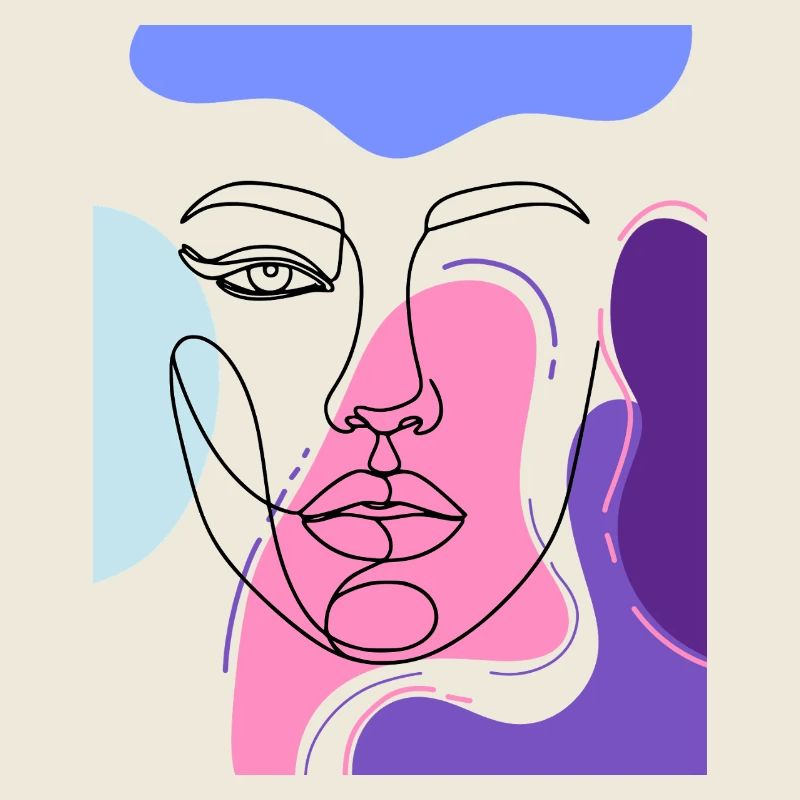 Abstract portrait in colored lines
