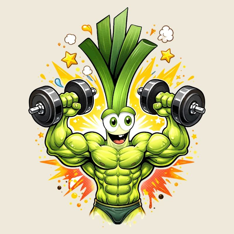 Starker Lauch Bodybuilder Illustration  