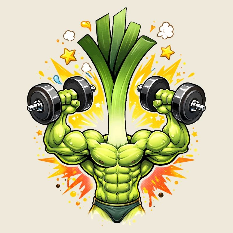 Starker Lauch Bodybuilder Illustration  