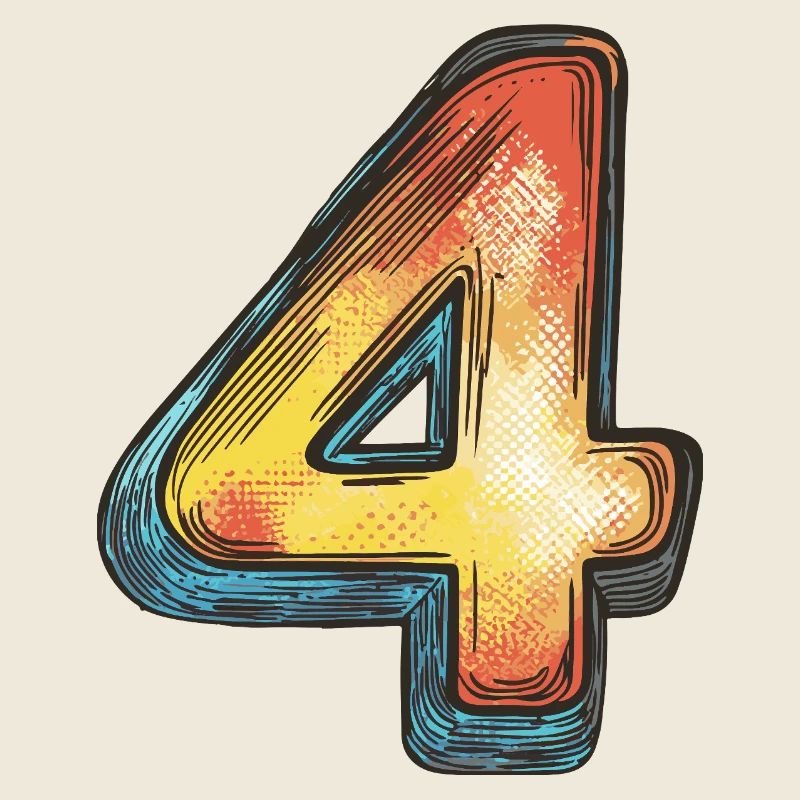 4 Number Colorful