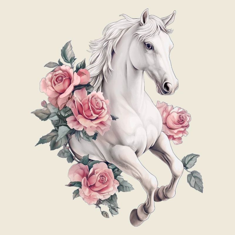 Cheval aux roses