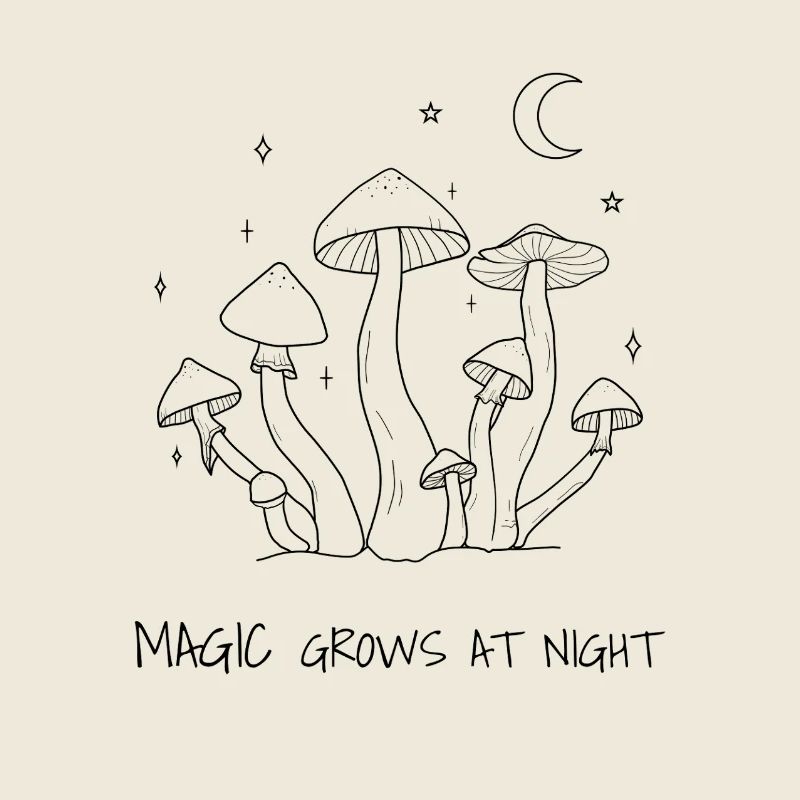 La magie pousse la nuit Conception des champignons