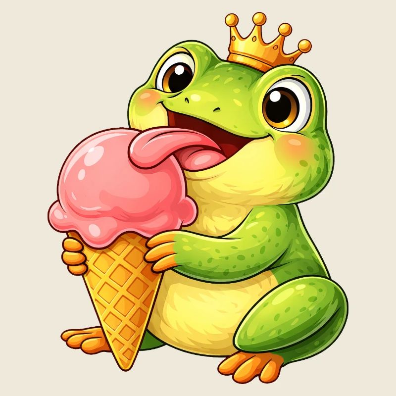 Süßer Frosch König mit Eis
