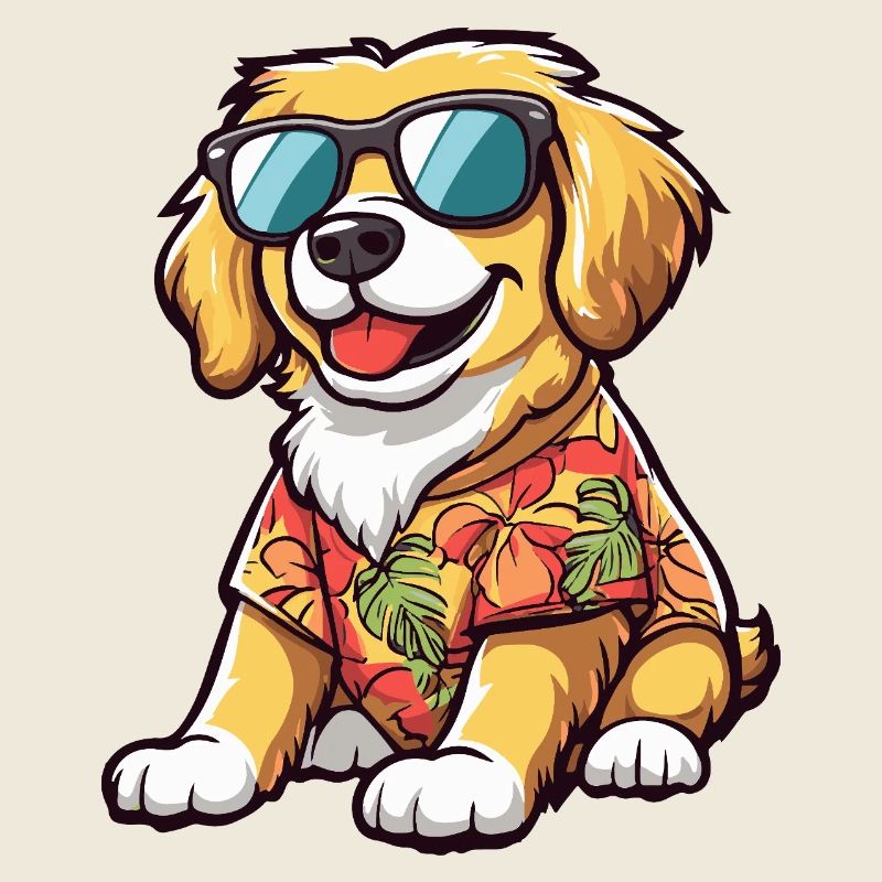 Golden Retriever Hund Comic Urlaub