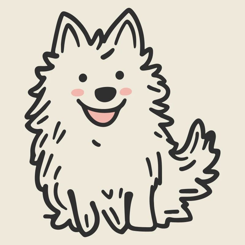Cute Fluffy Dog - Happy Samoyed Illustration