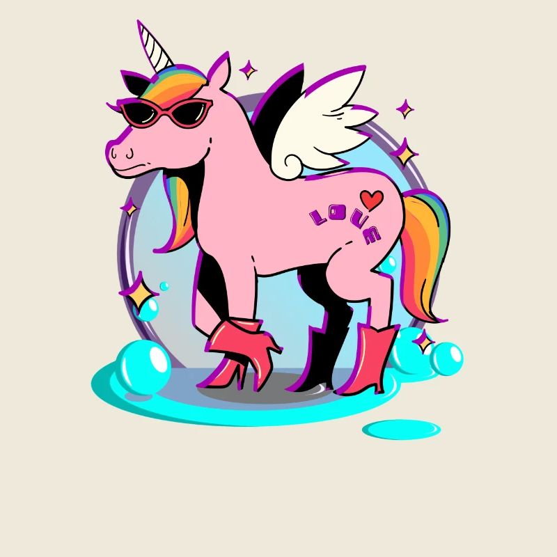 Cheval rose - Licorne