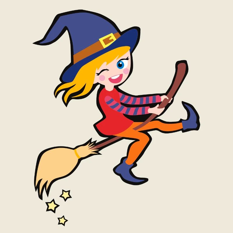 Sorcière mignonne et effrontée sur le balai
