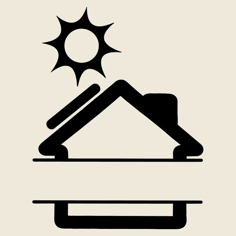 Solar panel on house with sun