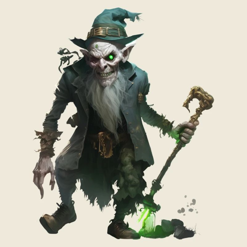 Zombie Zauberer Kobold mit Stab
