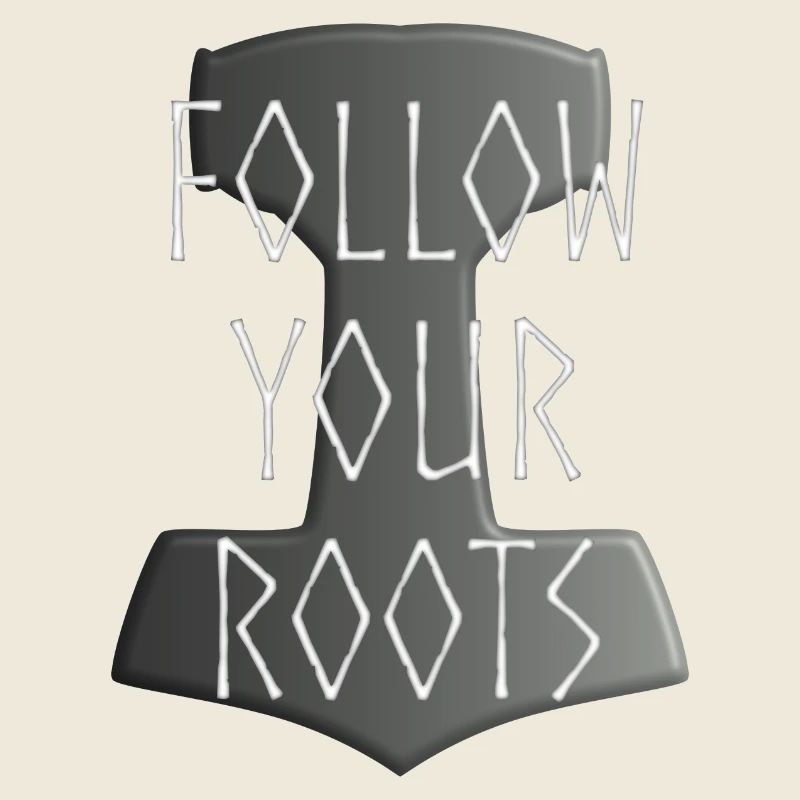Mjölnir Donar Hammer Thor - Follow your Roots grau