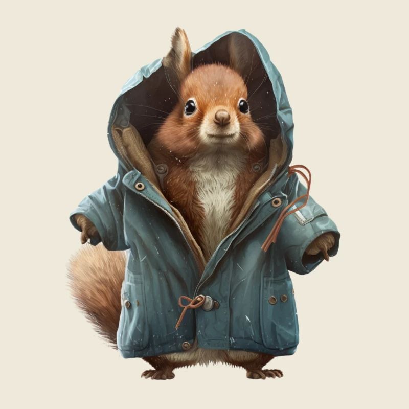 Design with a squirrel wearing a jacket