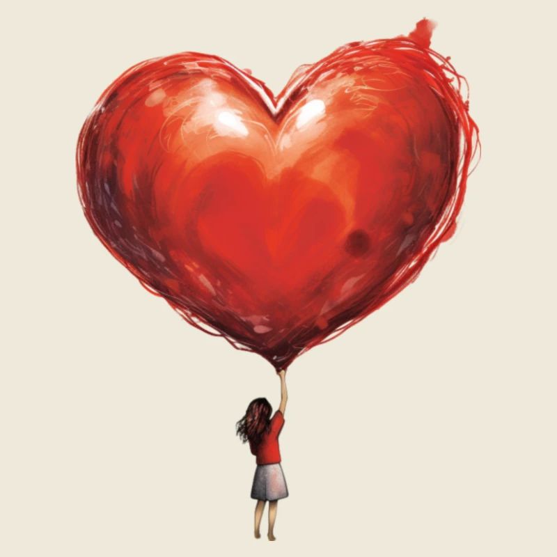 Mädchen mit riesigem Herzballon