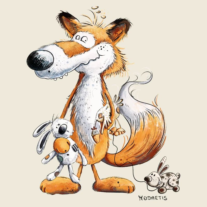 Fuchs Mit Spielzeug Hase Und Kuscheltier