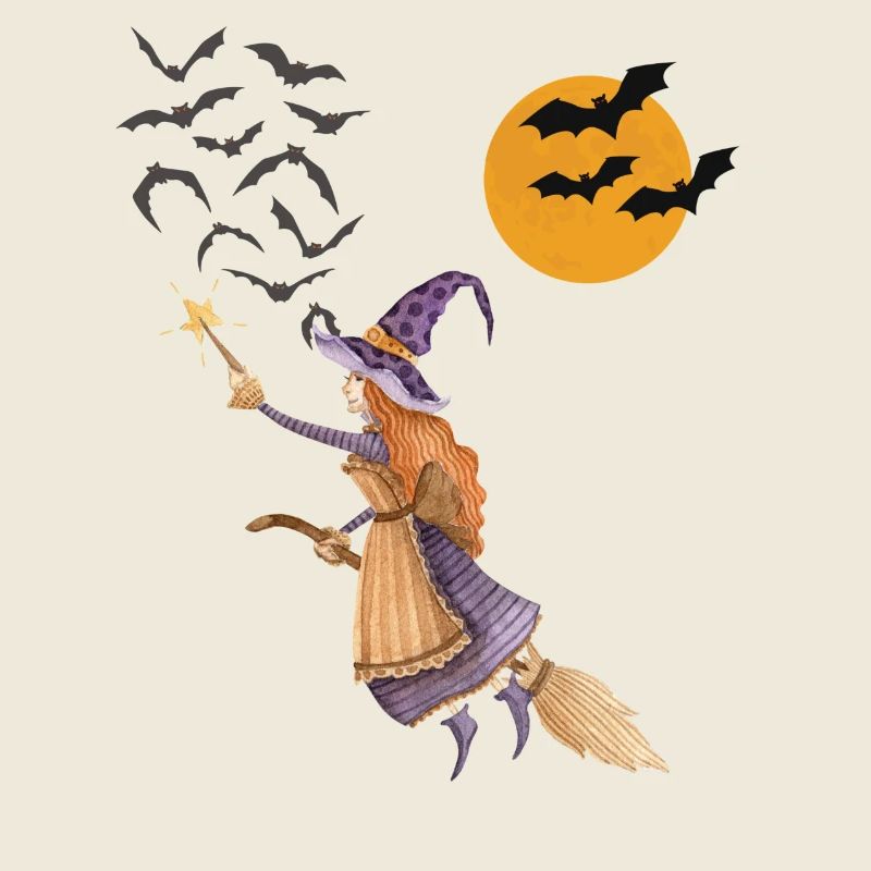 Sorcière céleste sur son balai