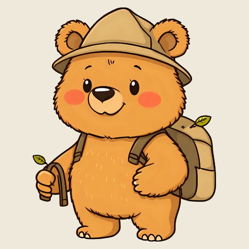 Adventurous Teddy Bear Explorer with Backpack