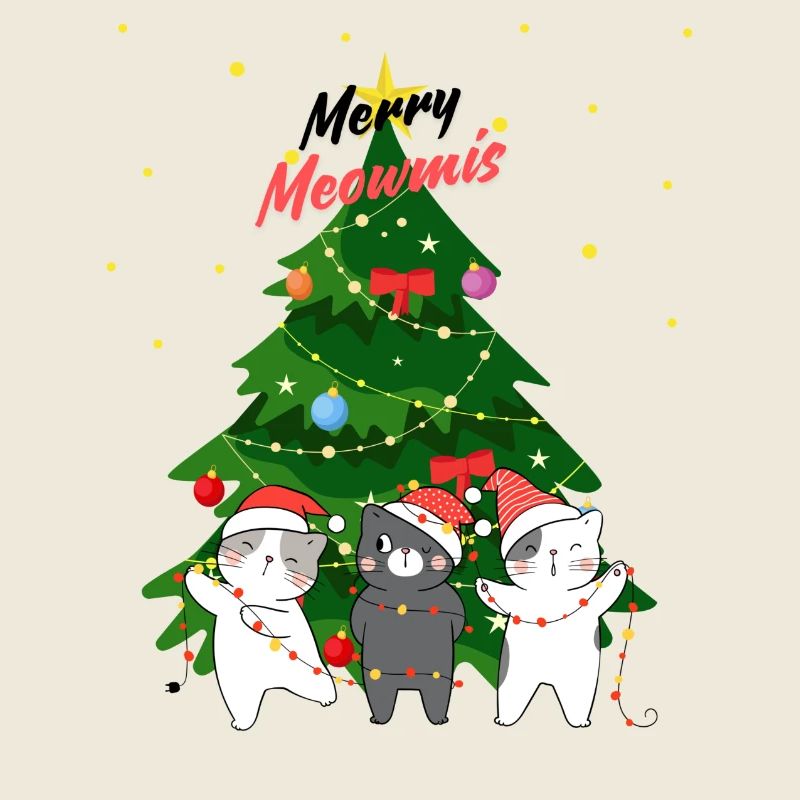 Merry Meowmis - Funny Christmas Tree Decorating Cat