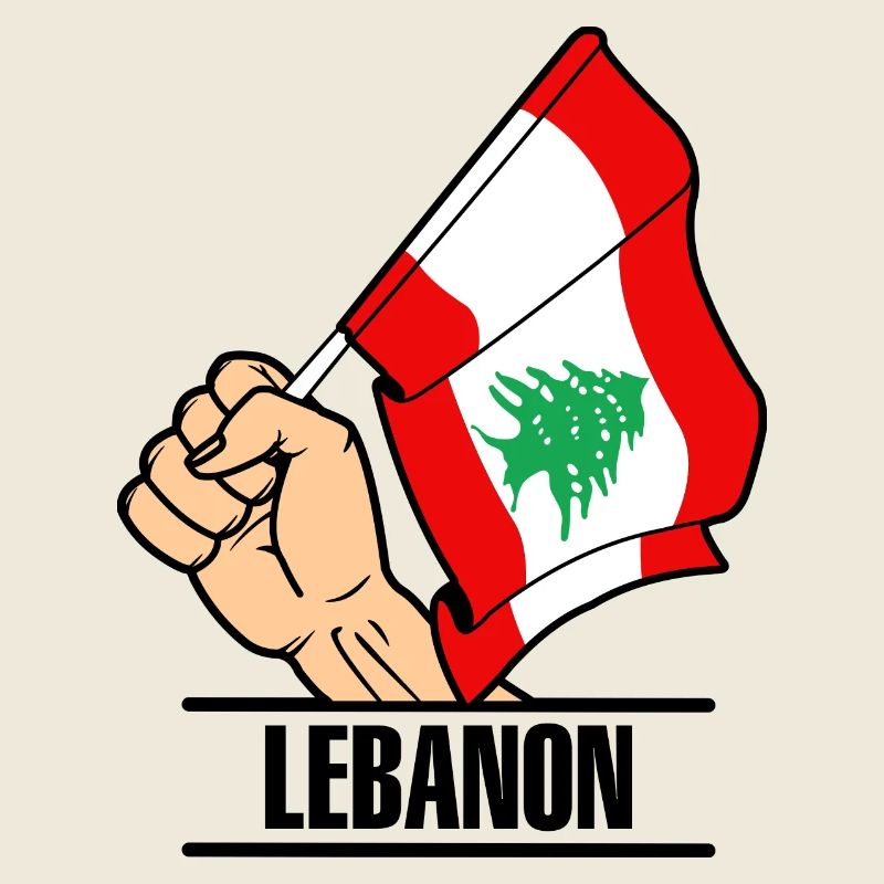 Drapeau Liban poing texte LIBAN