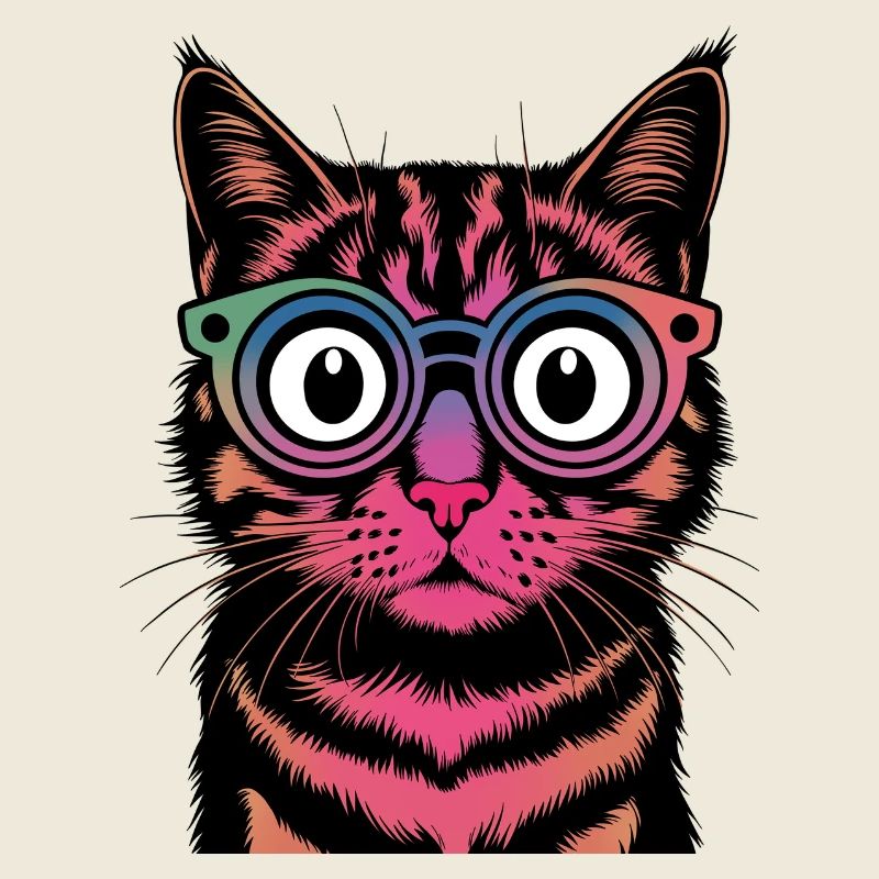 Rainbow Cat with Glasses