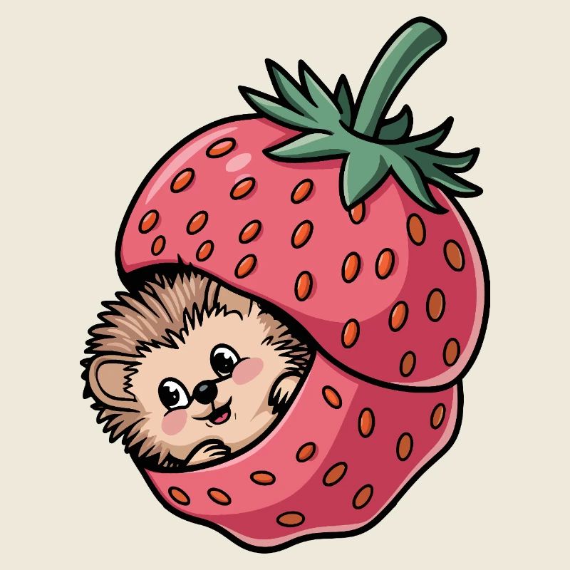 Niedlicher Igel in einer Erdbeere