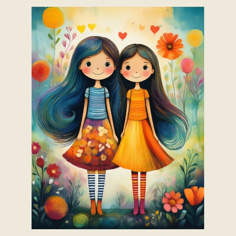 Lächelnde Mädchen mit Blumendekor