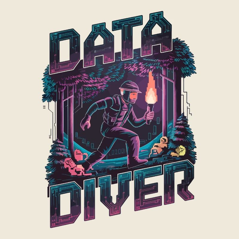 Data Diver Cyber Explorer Retro Tech Artwork