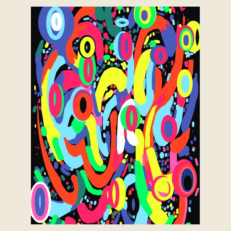 Cyber Neon Pulse : Imprimé multicolore Аbstract