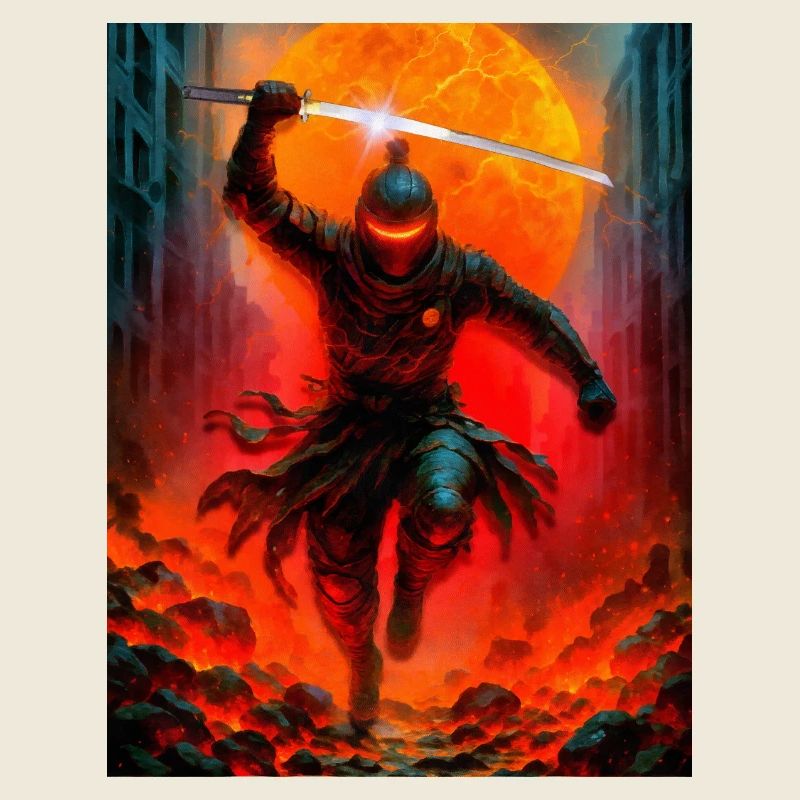 Feuriger Ninja im Kampf