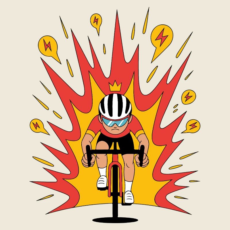 Angriffsmodus Radfahrer Krone Karikatur