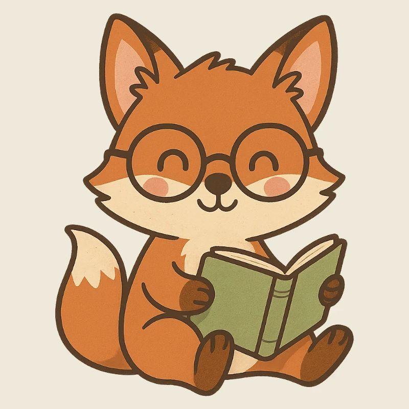 Cute fox book reader illustration