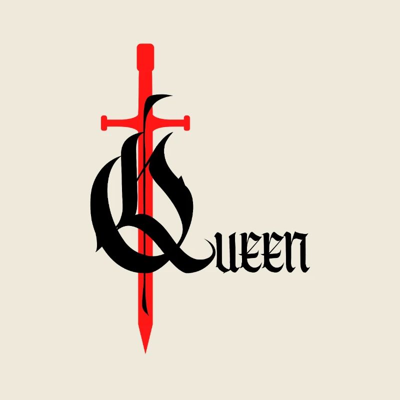 Gothique Queen Design avec épée avec texte noir