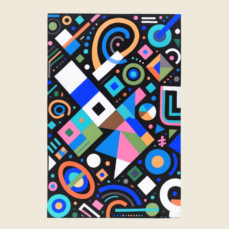 Mélange de couleurs de géométrie néon sur noir