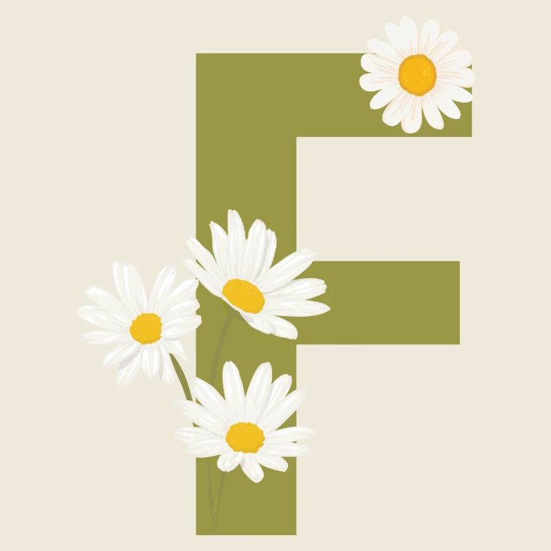 Buchstabe f Grüne Gänseblümchen