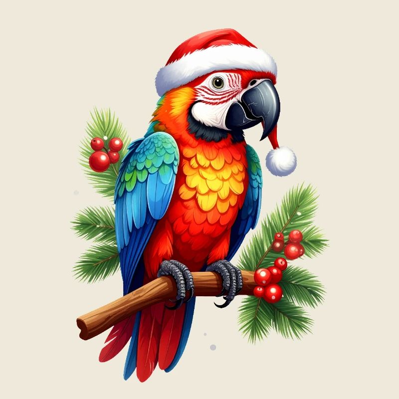 Perroquet coloré pour Noël
