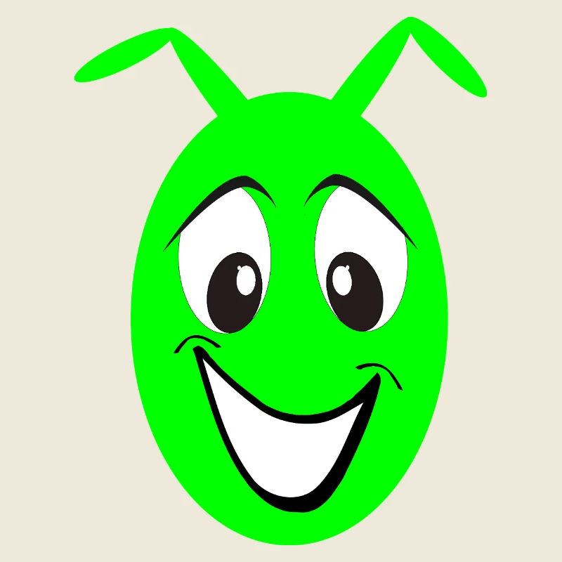 Monstre au visage de dessin animé vert et joyeux