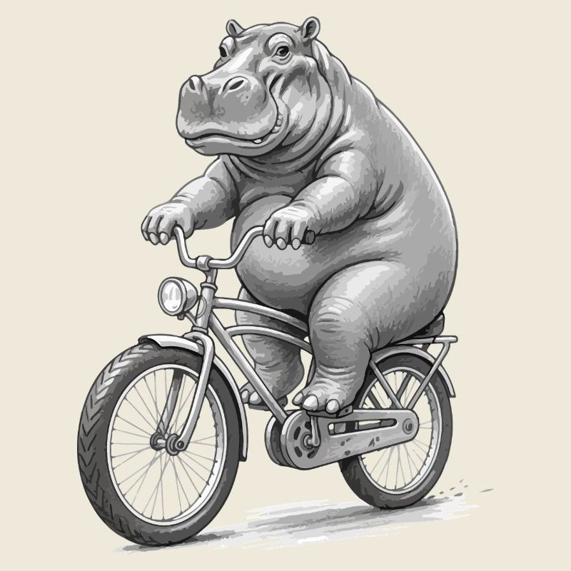 Hippopotame à vélo